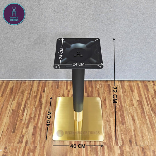 Black w/ Gold Base Square Dining Table Leg
