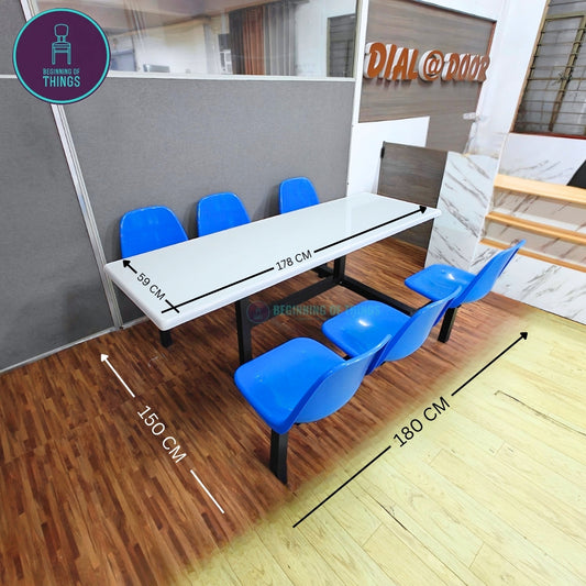 6-Seater Canteen Cafeteria Table and Chair Dining Set