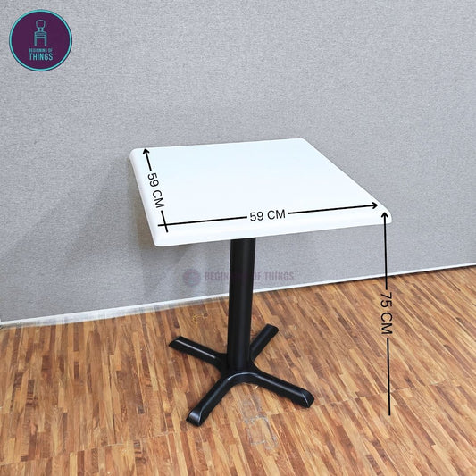 Fiberglass Dining Table with Cross Metal Base 60 x 60 cm
