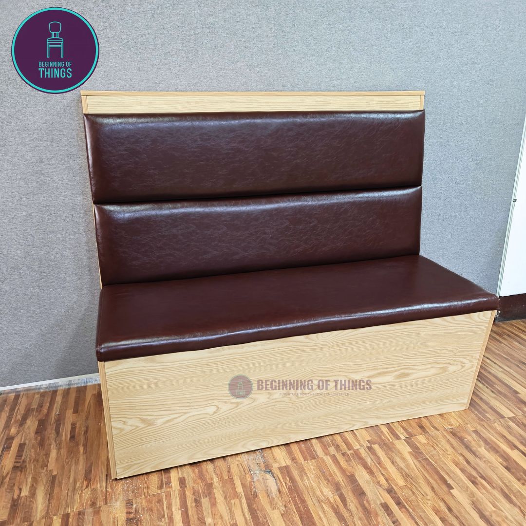 Wooden Frame Cafe Booth Seat Horizontal Padding