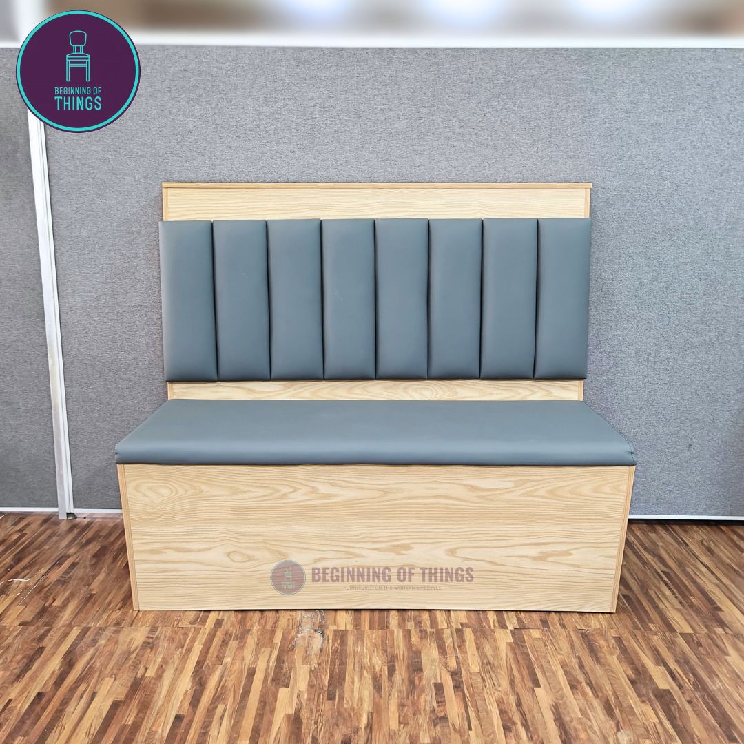 Wooden Frame Cafe Booth Seat Vertical Padding