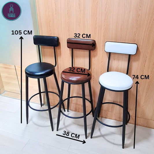 Calico PU Leather Fixed Leg Bar Stool