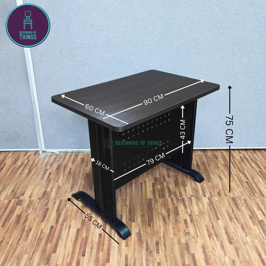 Jenner 90 x 60 cm Freestanding Office Table with Black Metal Leg