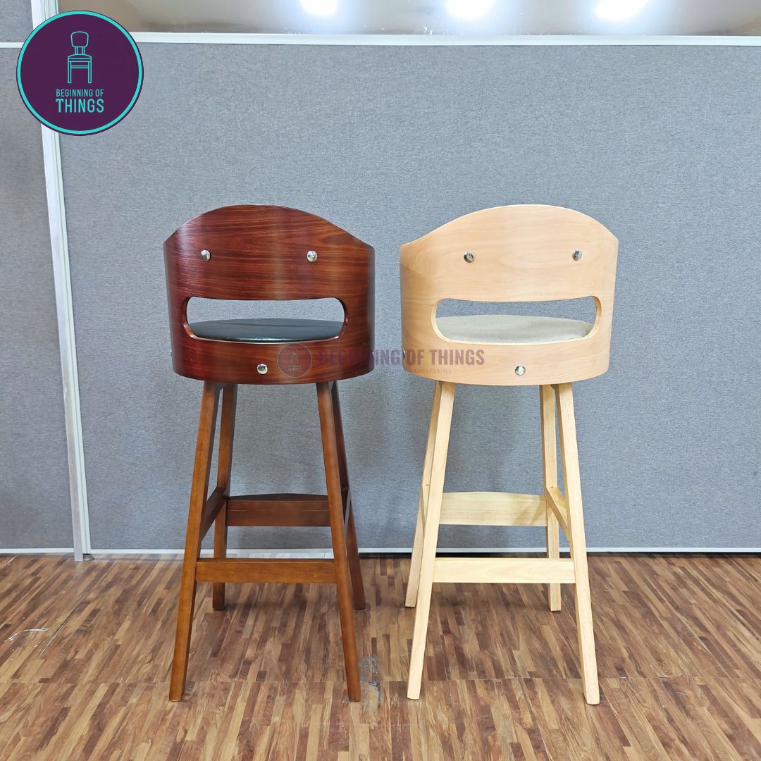 Rounded Wooden Bar Stool