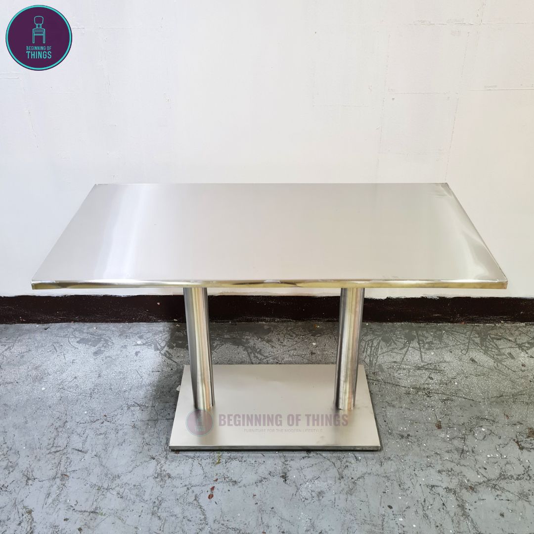 Stainless Rectangular Dining Table 120 cm
