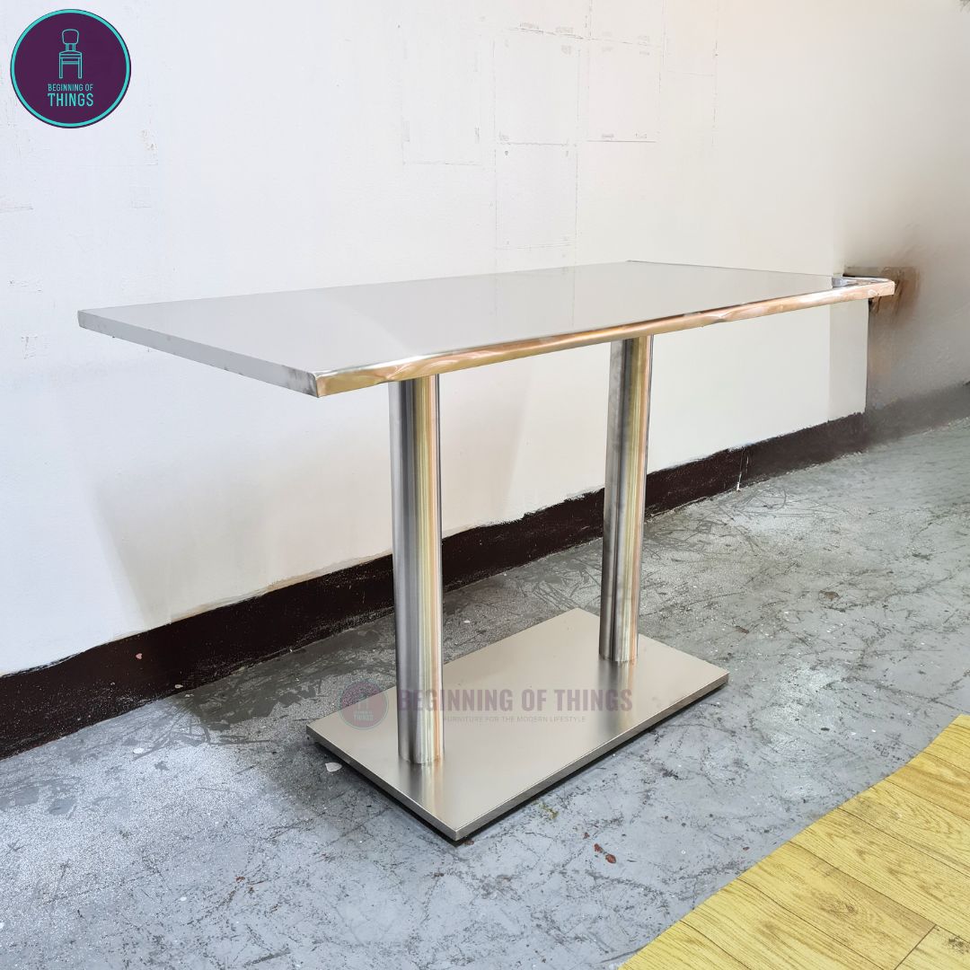 Stainless Rectangular Dining Table 120 cm