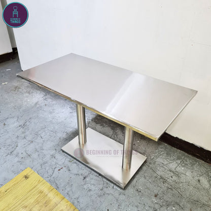 Stainless Rectangular Dining Table 120 cm