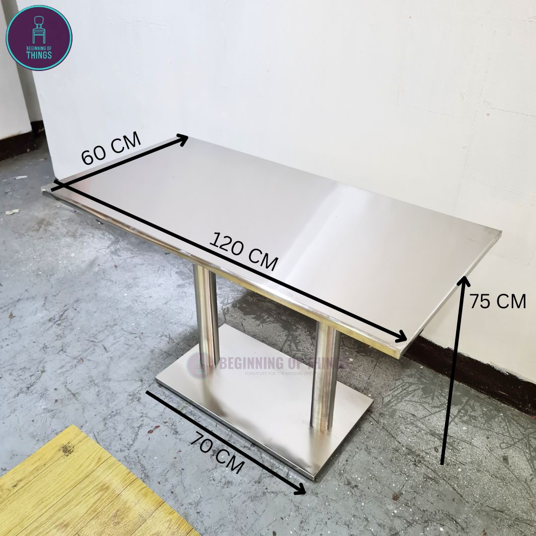 Stainless Rectangular Dining Table 120 cm