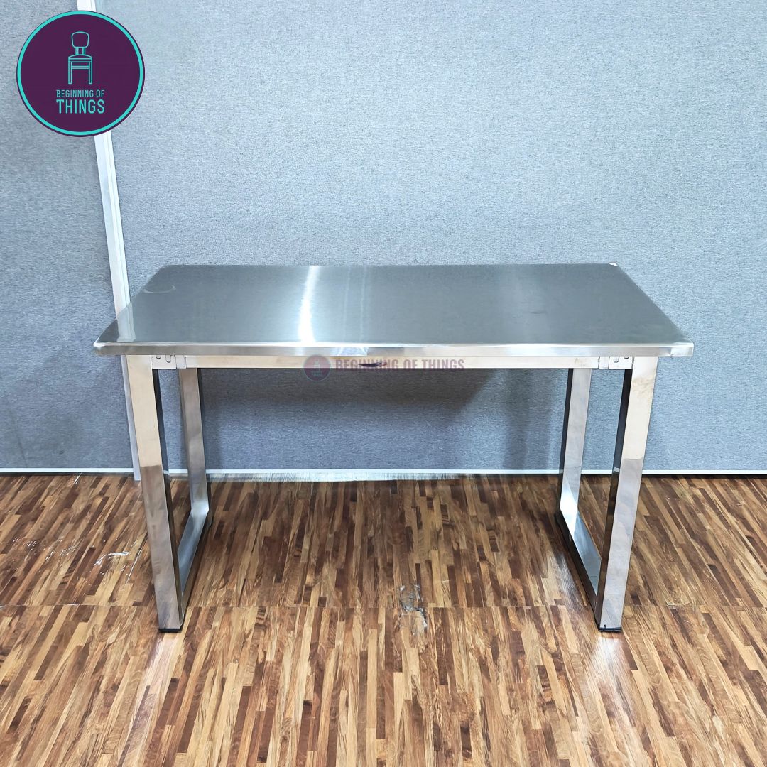 Stainless Square Legs Rectangular Dining Table 120 cm