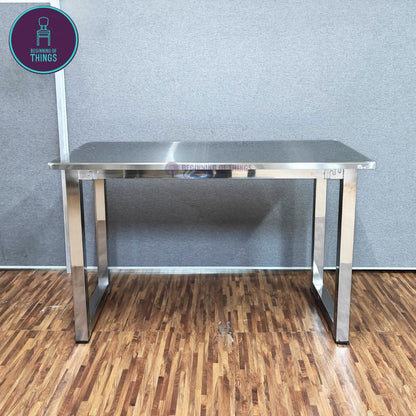 Stainless Square Legs Rectangular Dining Table 120 cm