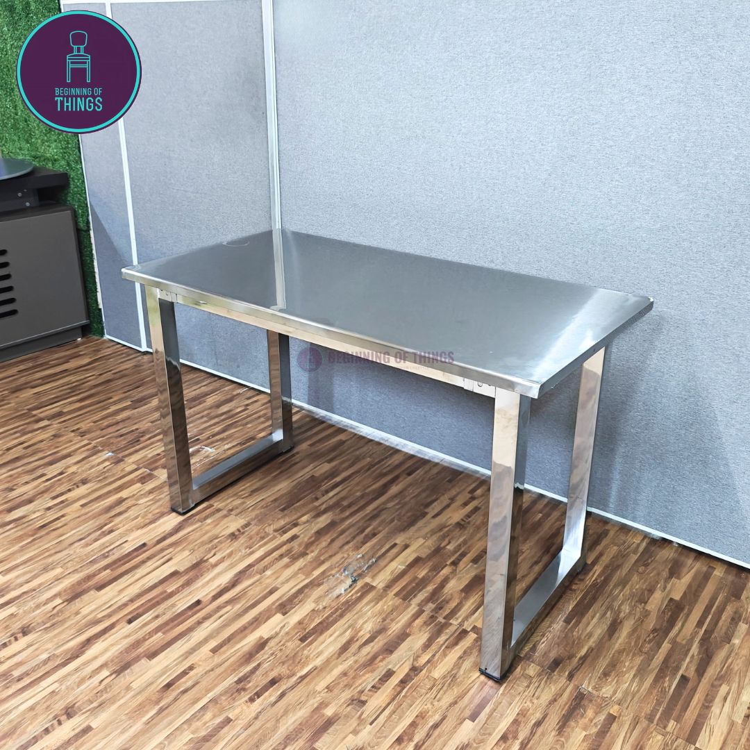 Stainless Square Legs Rectangular Dining Table 120 cm