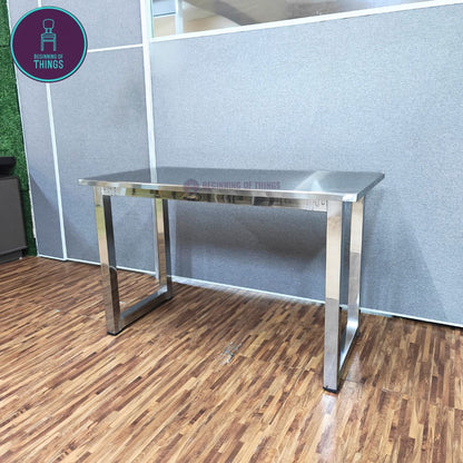Stainless Square Legs Rectangular Dining Table 120 cm
