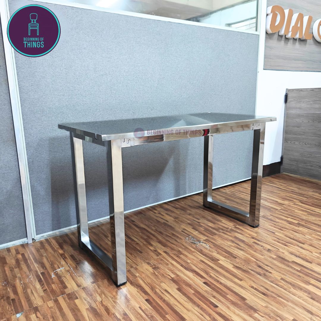 Stainless Square Legs Rectangular Dining Table 120 cm