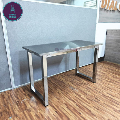 Stainless Square Legs Rectangular Dining Table 120 cm