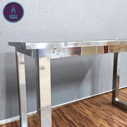 Stainless Square Legs Rectangular Dining Table 120 cm