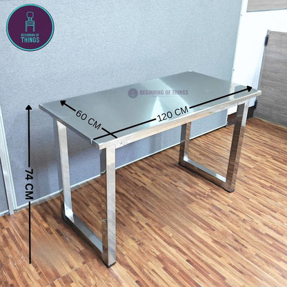 Stainless Square Legs Rectangular Dining Table 120 cm