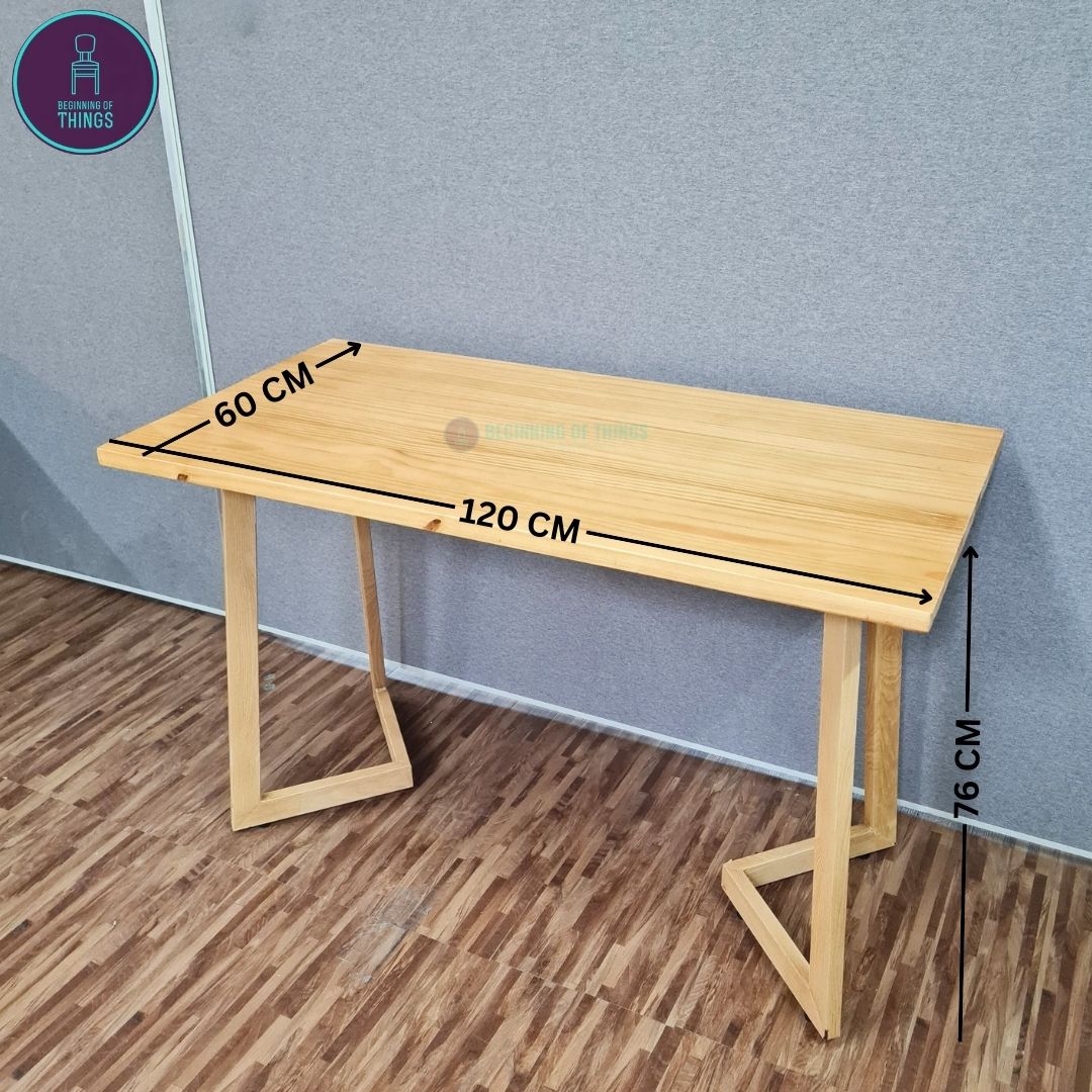 Solid Pine Wood Rectangular Dining Table 120cm