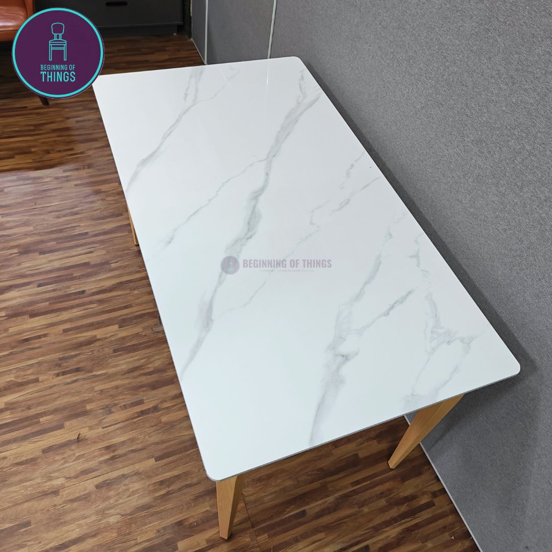 Sintered Stone Rectangular Dining Table 120 cm Pin Legs
