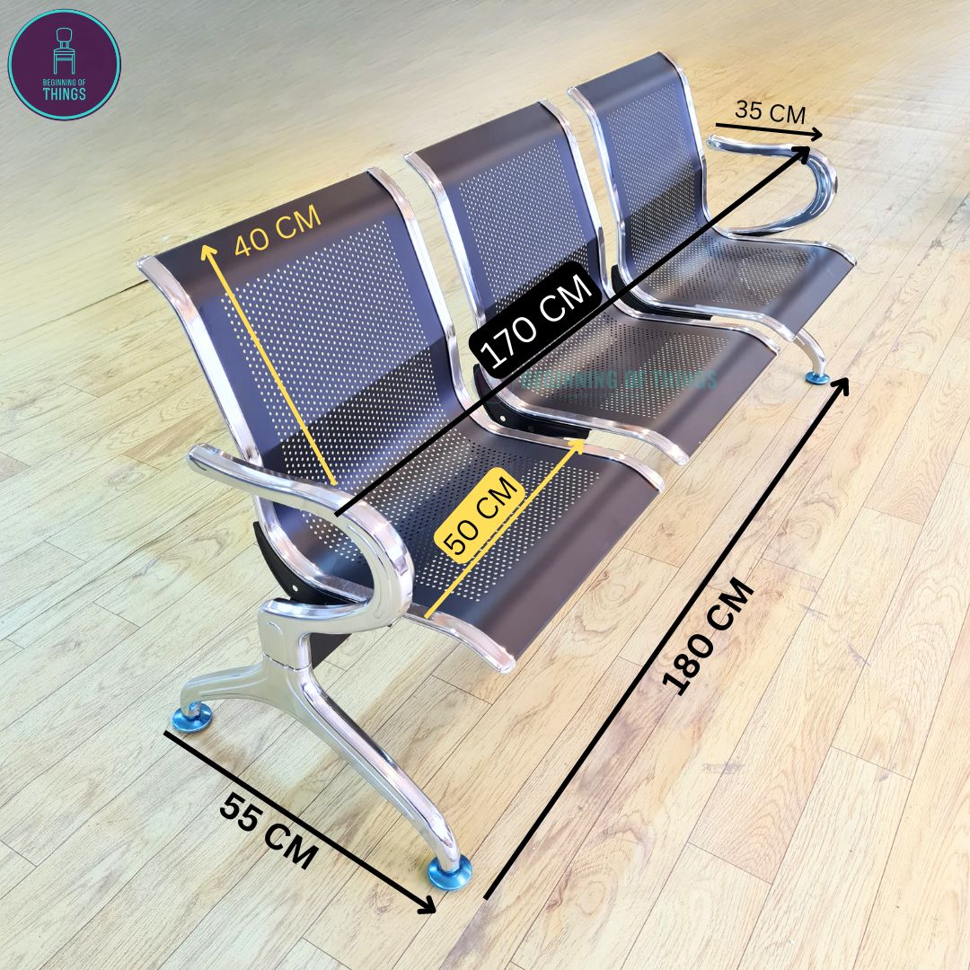 3-Seater Gang Chair All Metal