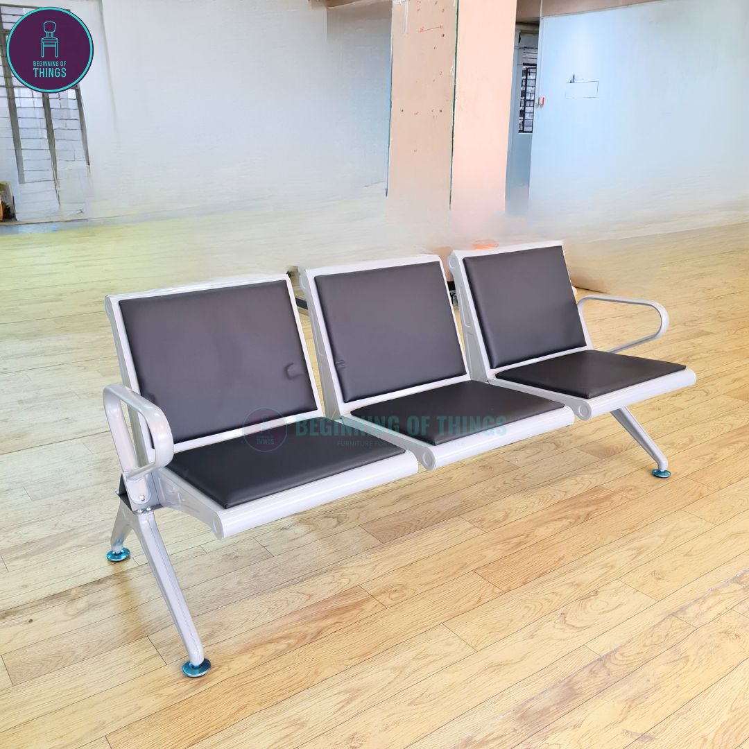 3-Seater Gang Chair with Padded Foam Cushion Seat