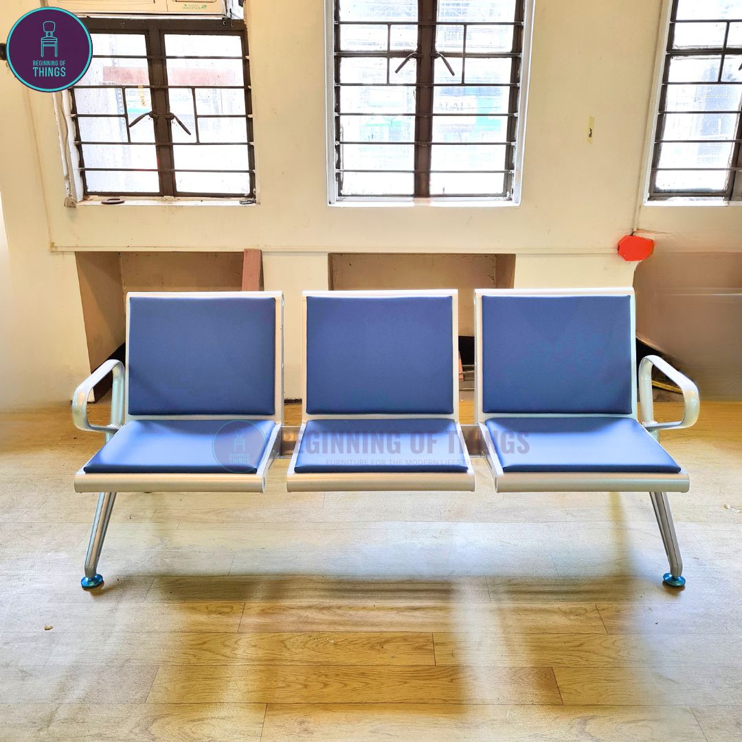 3-Seater Gang Chair with Padded Foam Cushion Seat
