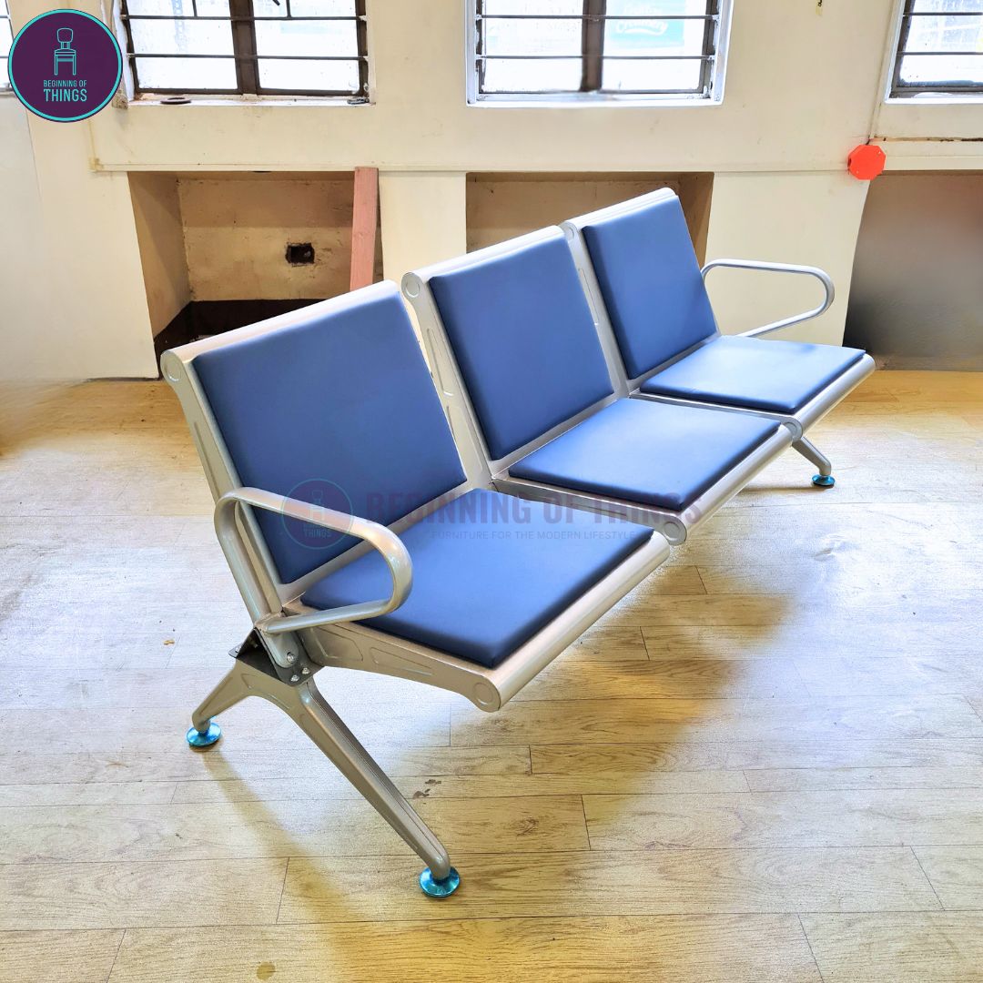 3-Seater Gang Chair with Padded Foam Cushion Seat