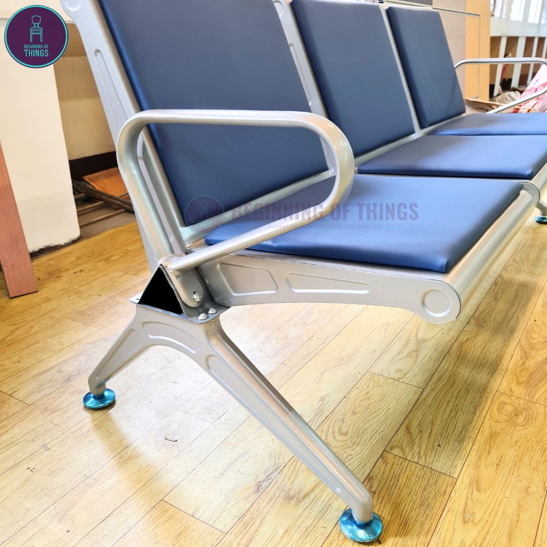 3-Seater Gang Chair with Padded Foam Cushion Seat