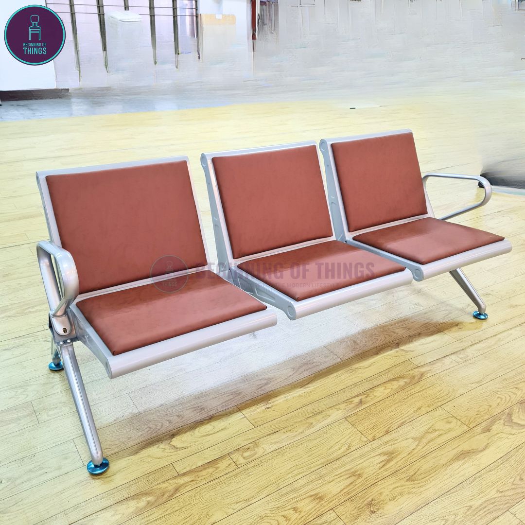 3-Seater Gang Chair with Padded Foam Cushion Seat