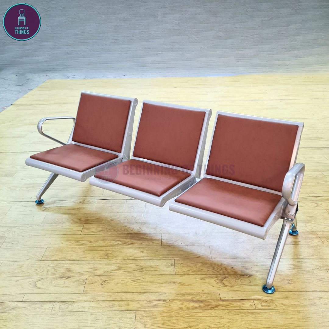 3-Seater Gang Chair with Padded Foam Cushion Seat