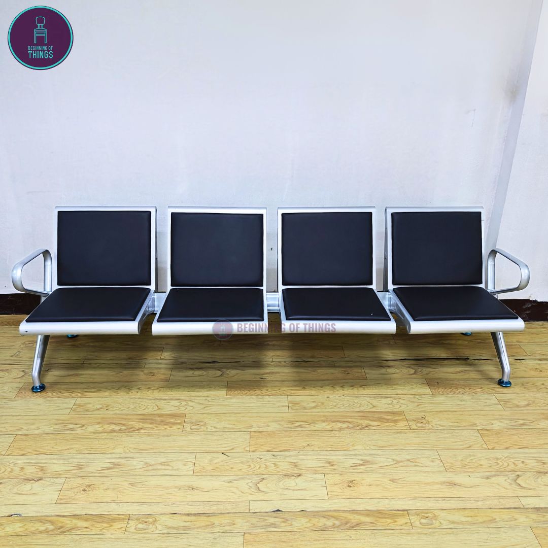 4-Seater Gang Chair with Padded Foam Cushion Seat