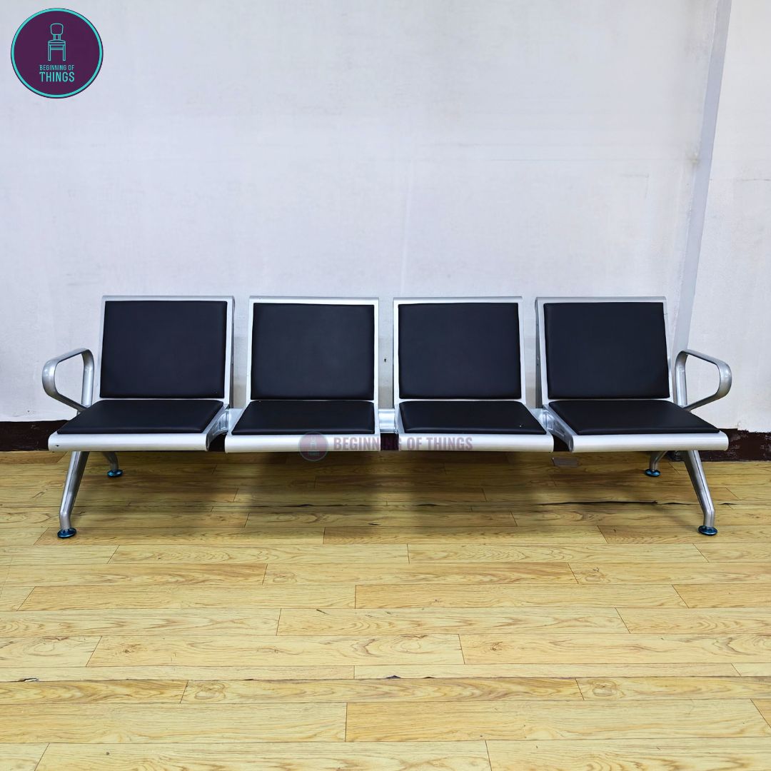 4-Seater Gang Chair with Padded Foam Cushion Seat