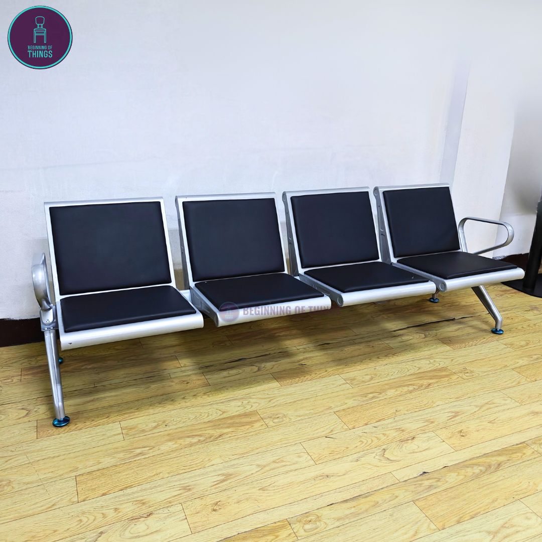 4-Seater Gang Chair with Padded Foam Cushion Seat