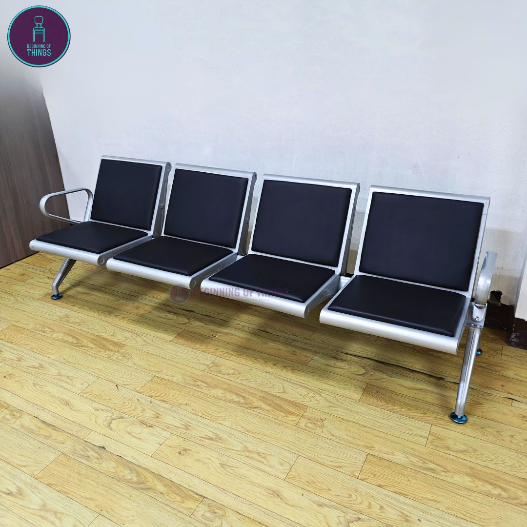 4-Seater Gang Chair with Padded Foam Cushion Seat