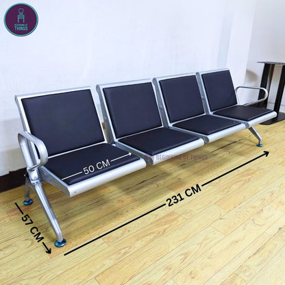 4-Seater Gang Chair with Padded Foam Cushion Seat