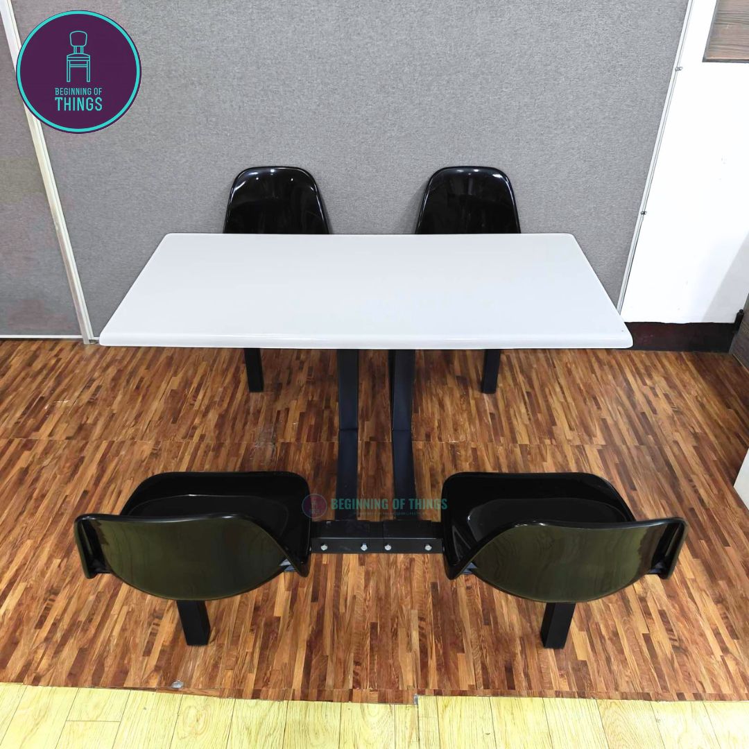 4-Seater Canteen Cafeteria Table and Chair Dining Set