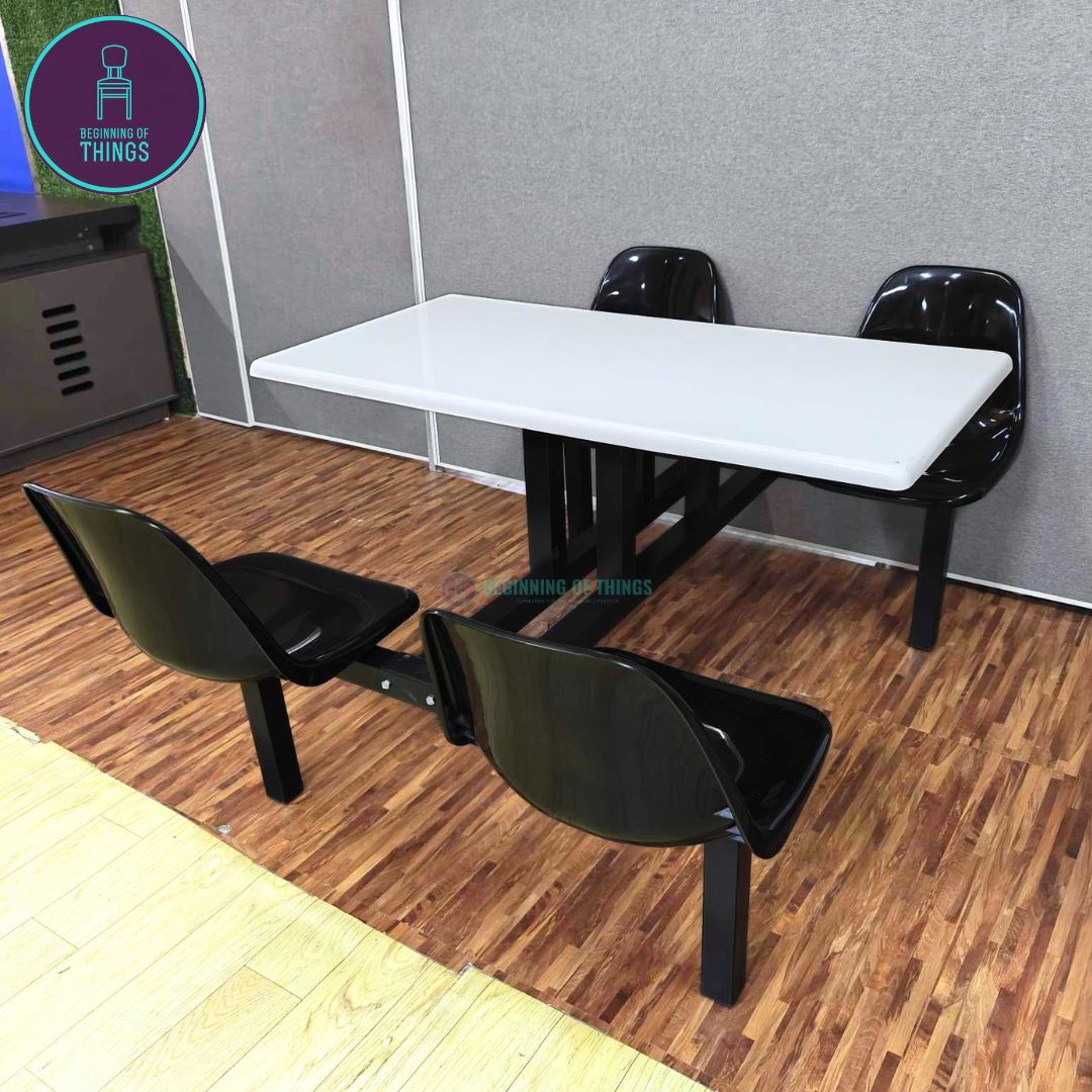 4-Seater Canteen Cafeteria Table and Chair Dining Set