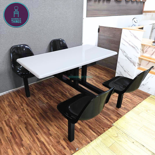4-Seater Canteen Cafeteria Table and Chair Dining Set