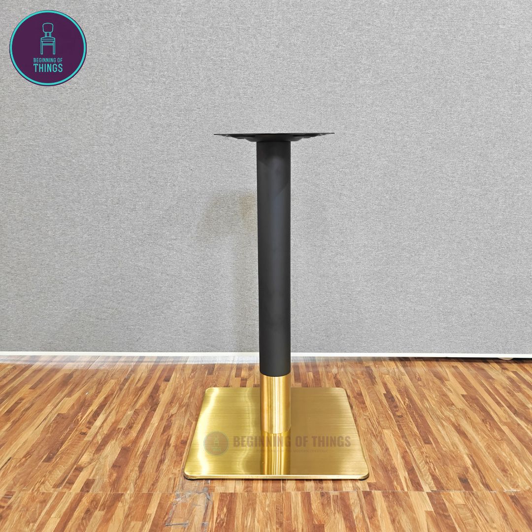 Black w/ Gold Base Square Dining Table Leg