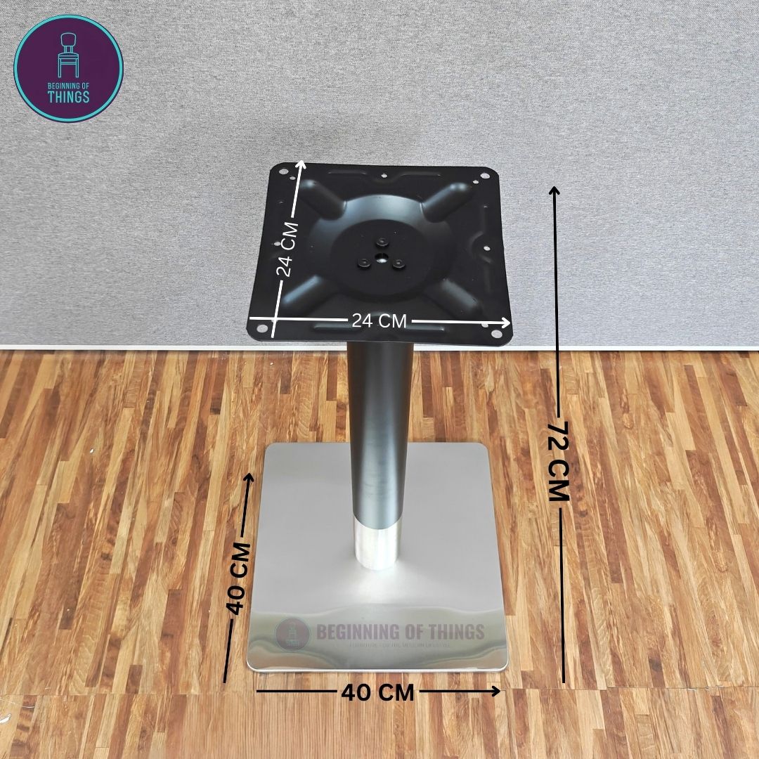 Black w/ Silver Base Square Dining Table Leg