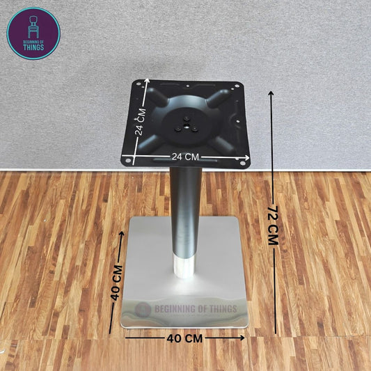 Black w/ Silver Base Square Dining Table Leg