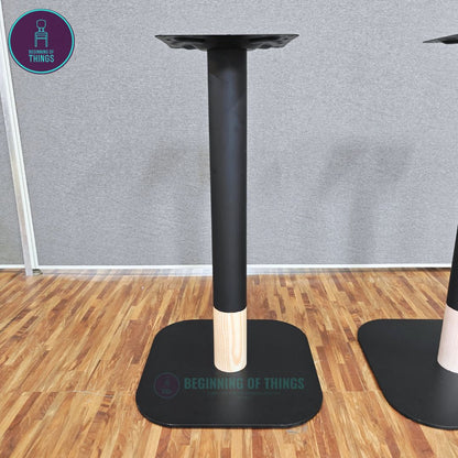 Black w/ Wood Accent Flat Dining Table Leg