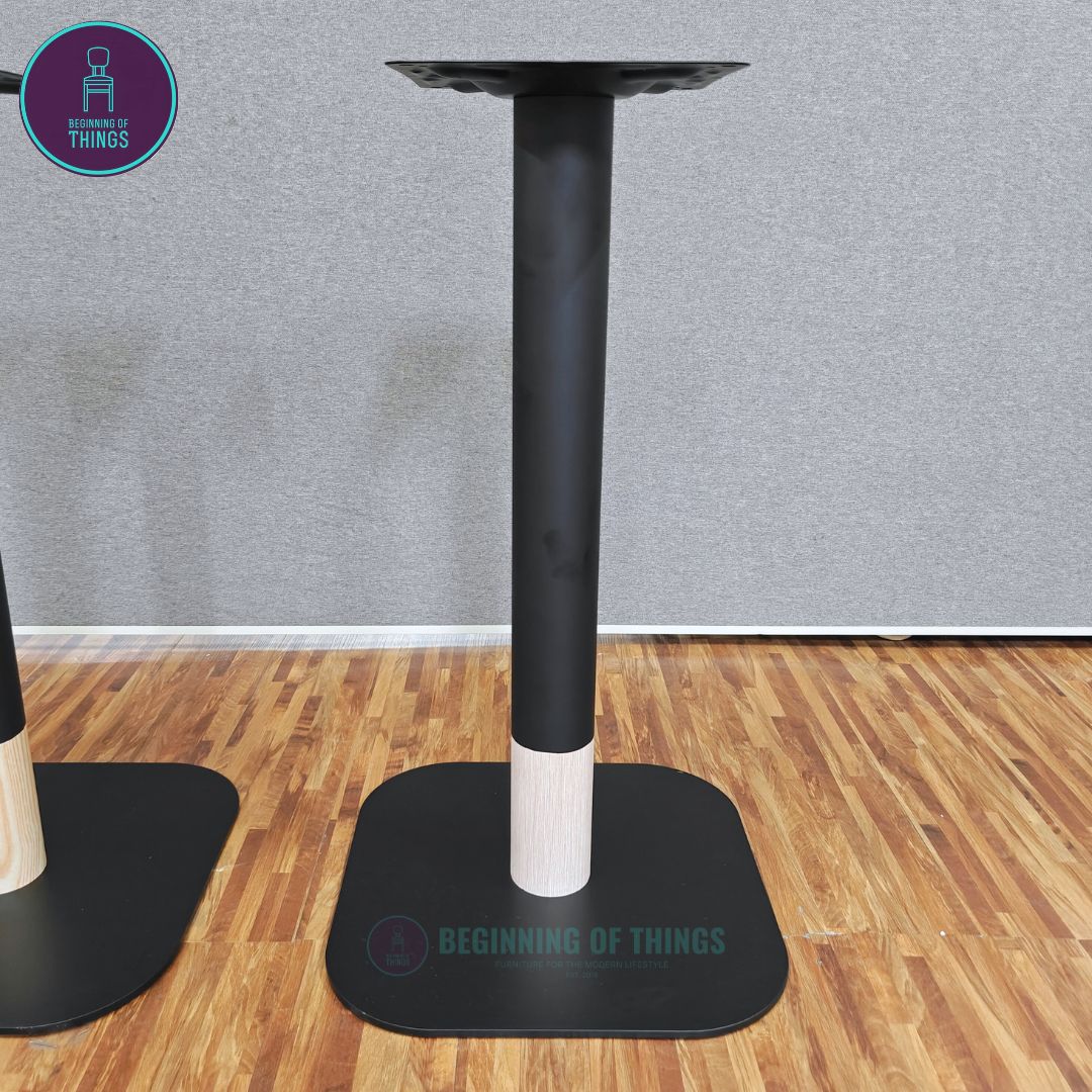 Black w/ Wood Accent Flat Dining Table Leg