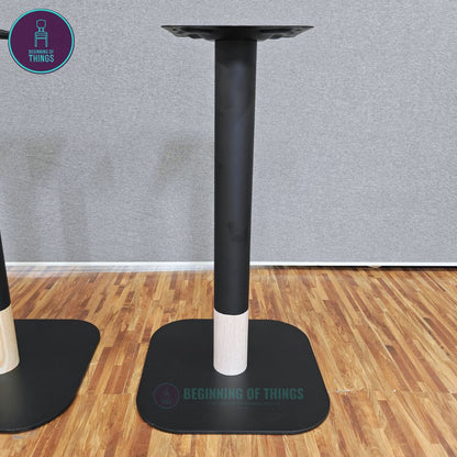 Black w/ Wood Accent Flat Dining Table Leg