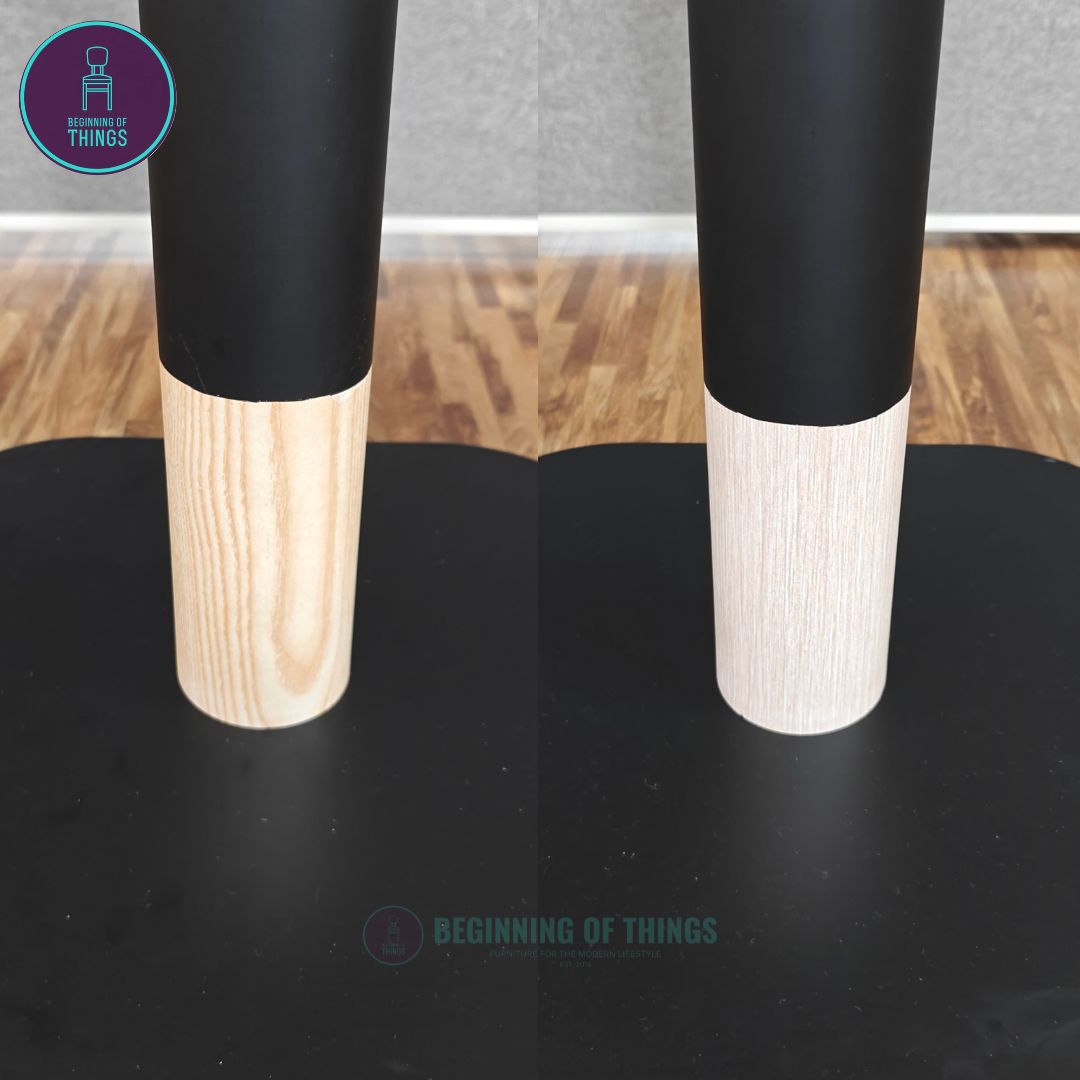 Black w/ Wood Accent Flat Dining Table Leg