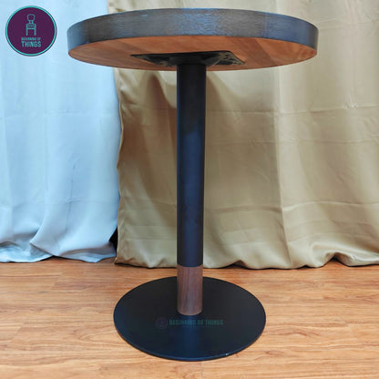 Black w/ Wood Accent Flat Dining Table Leg