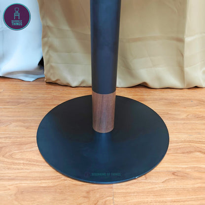 Black w/ Wood Accent Flat Dining Table Leg