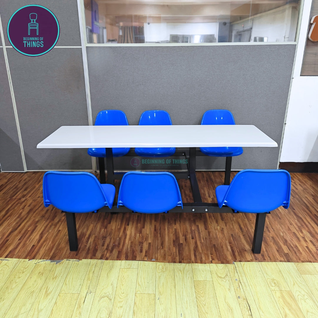 6-Seater Canteen Cafeteria Table and Chair Dining Set