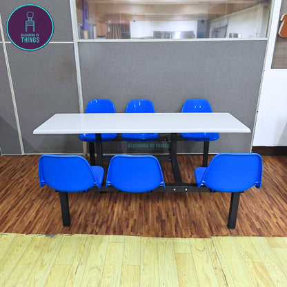 6-Seater Canteen Cafeteria Table and Chair Dining Set