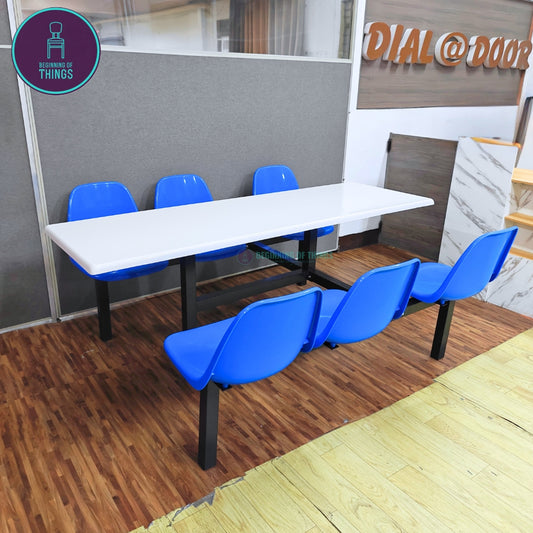6-Seater Canteen Cafeteria Table and Chair Dining Set