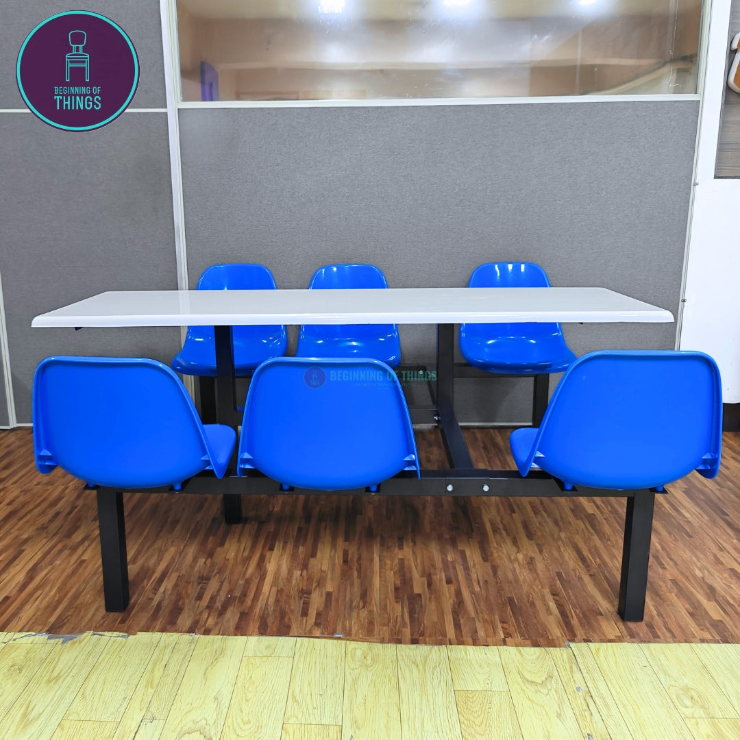 6-Seater Canteen Cafeteria Table and Chair Dining Set